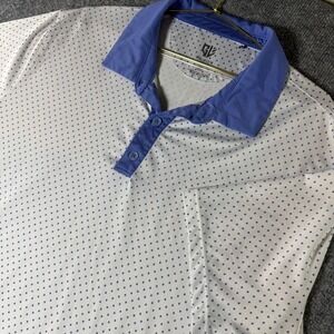 Graham Luxe Mens XL Golf Polo Shirt Blue Dot Pattern‎ Short Sleeve